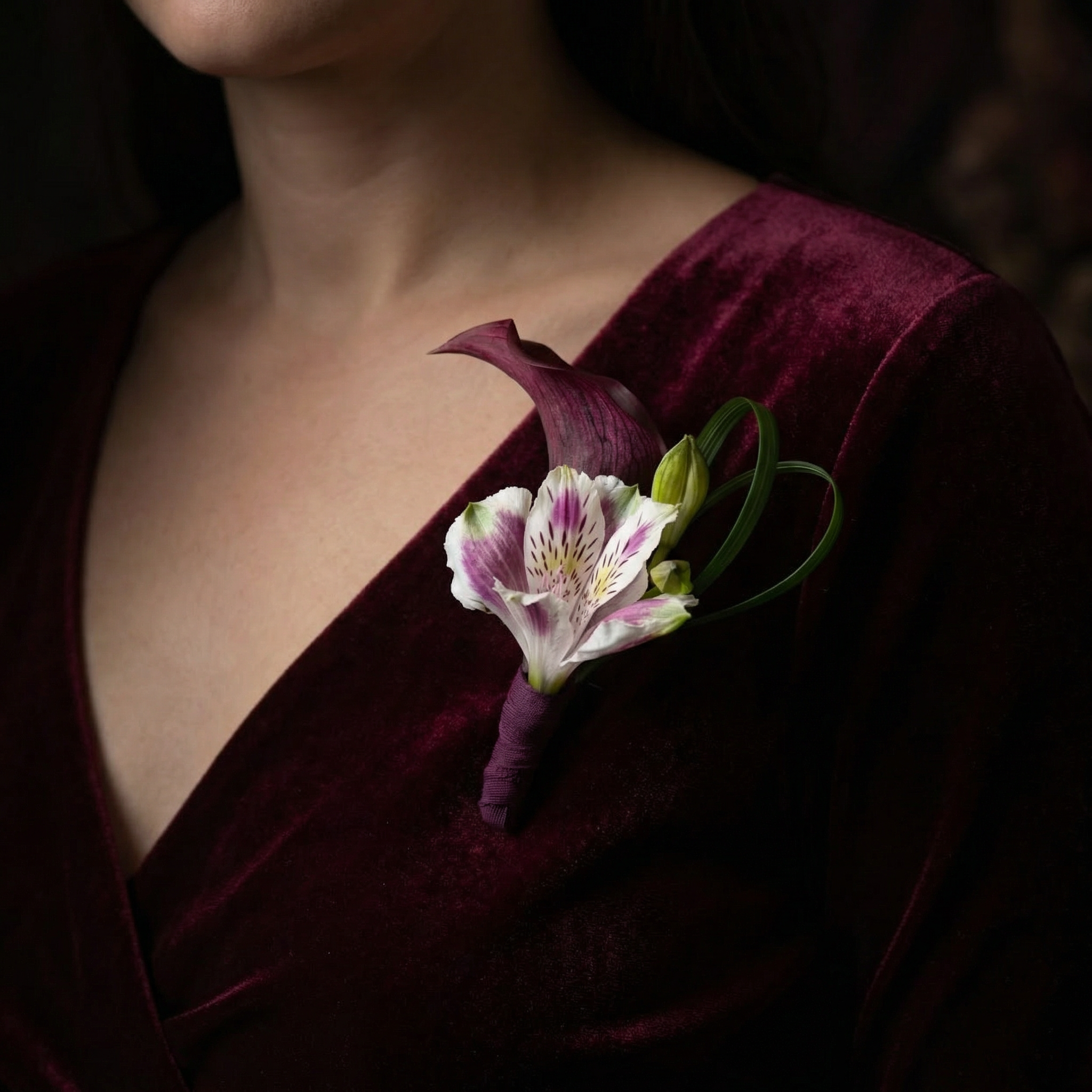 Burgundy Elegance Boutonniere - image 3